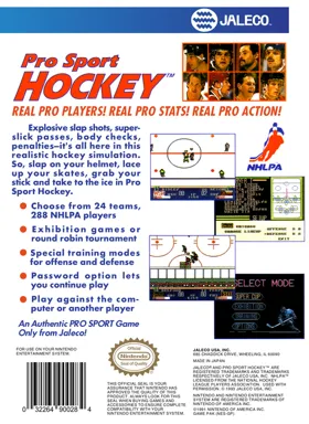 Pro Sport Hockey (USA) box cover back